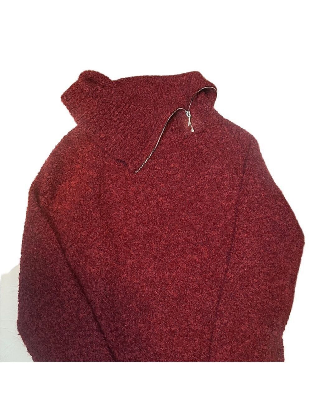 White House Black Market Women’s Maroon Zip-Up Sweater Medium